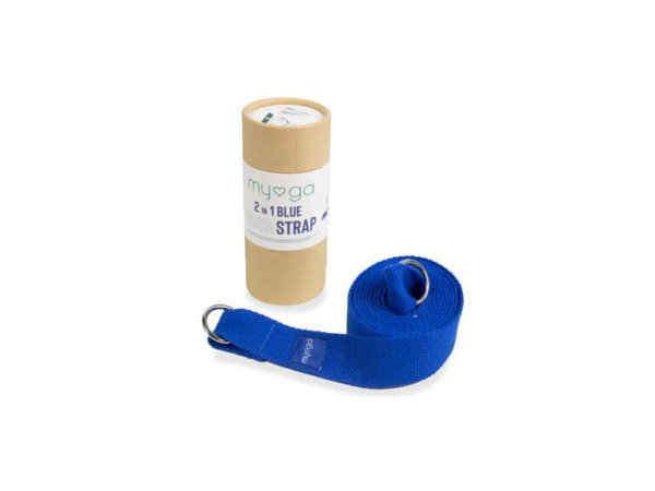 2-in-1 Blue Yoga Belt Strap for Stretching and Improving Flexibility